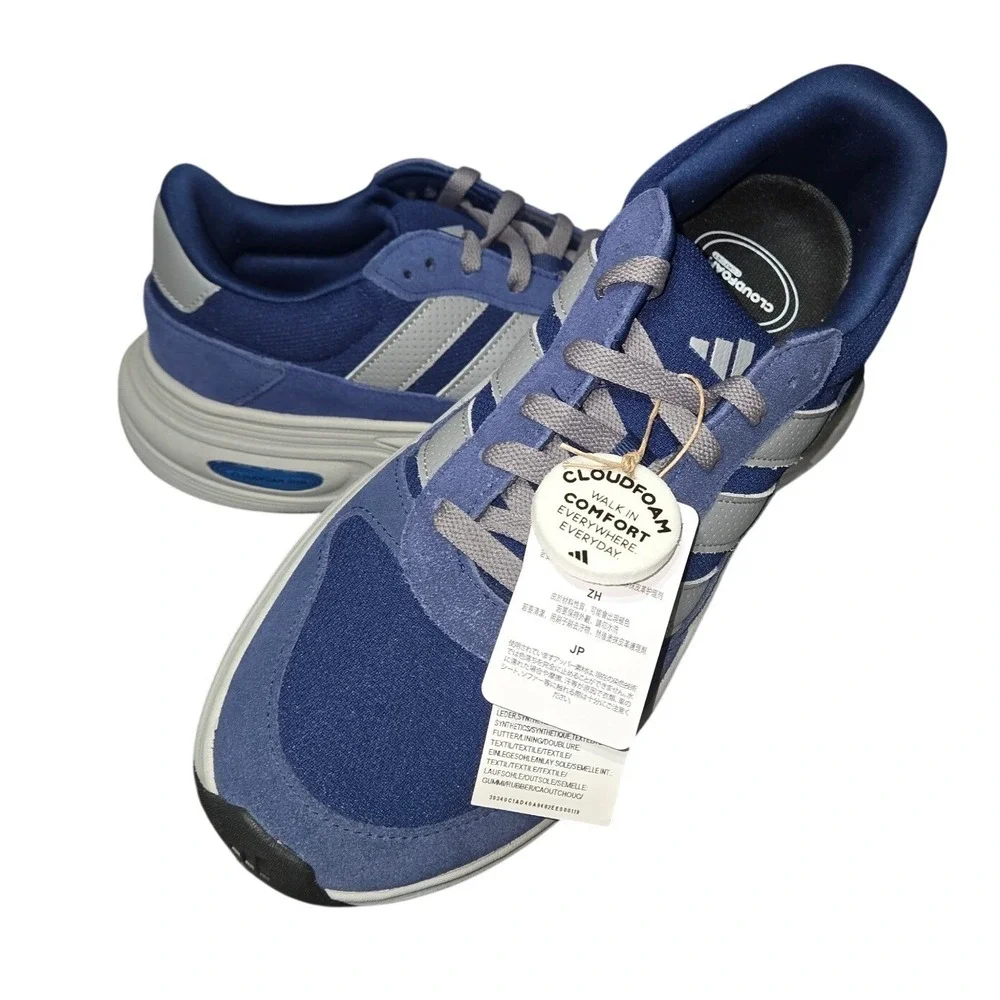 Adidas Cloudfoam Cuxxion 80s Mens Blue Grey Sneakers KJ4274 Wide Size 9.5